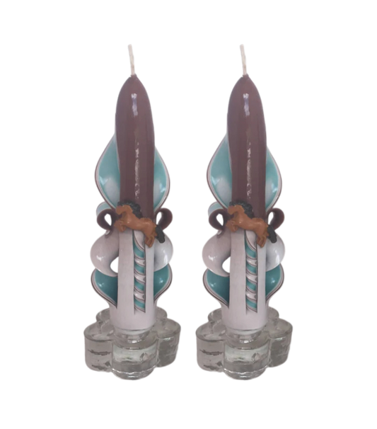 Handmade and Carved Western Theme Candle Set