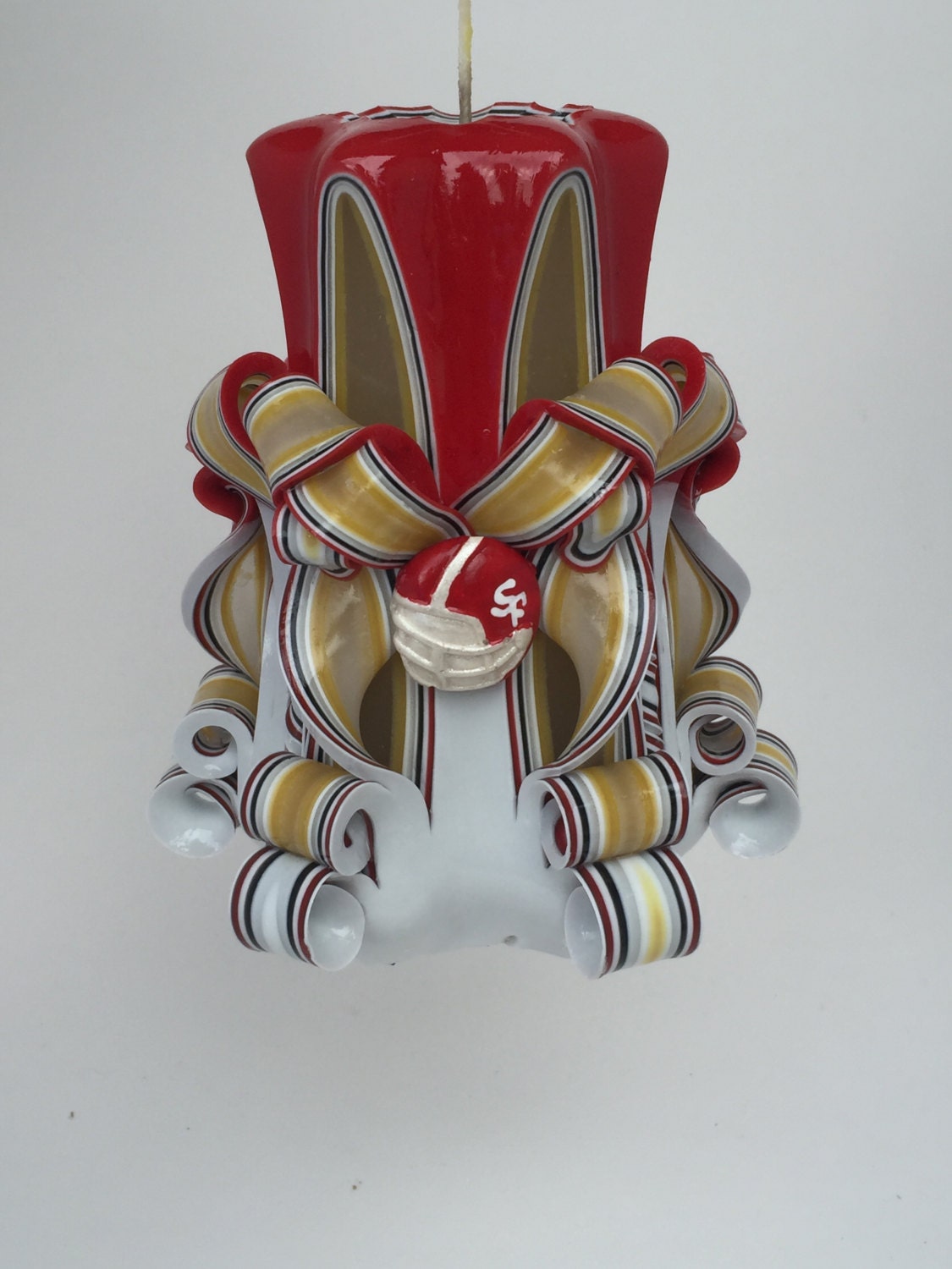 49ers Inspired Carved Pillar Candle