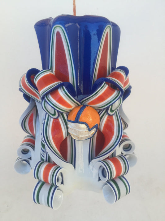 Universtity of Florida Gators Inspired Carved Pillar Candle - 5 Inch