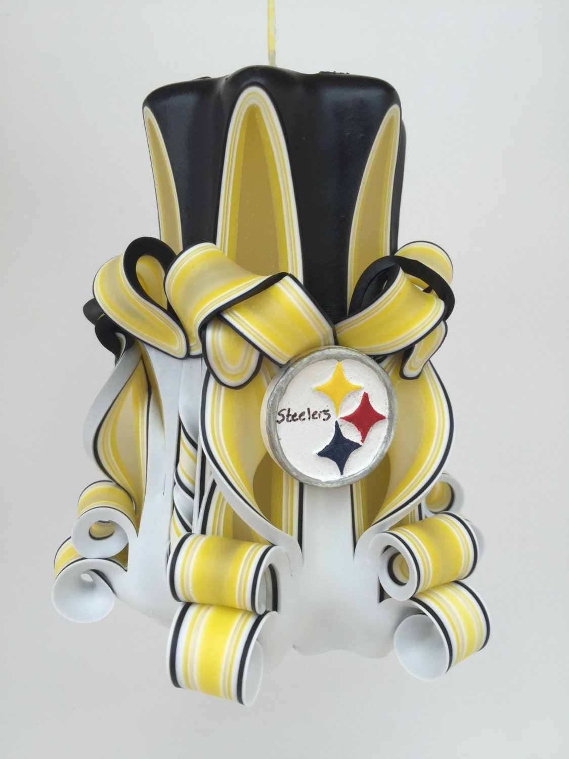 Steelers Inspired Carved Pillar Candle - 5 Inch