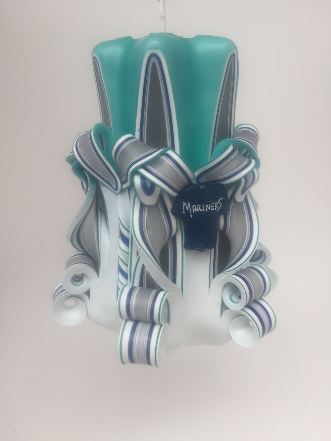 Seattle Mariners Inspired Baseball Pillar Candle - 5 Inch
