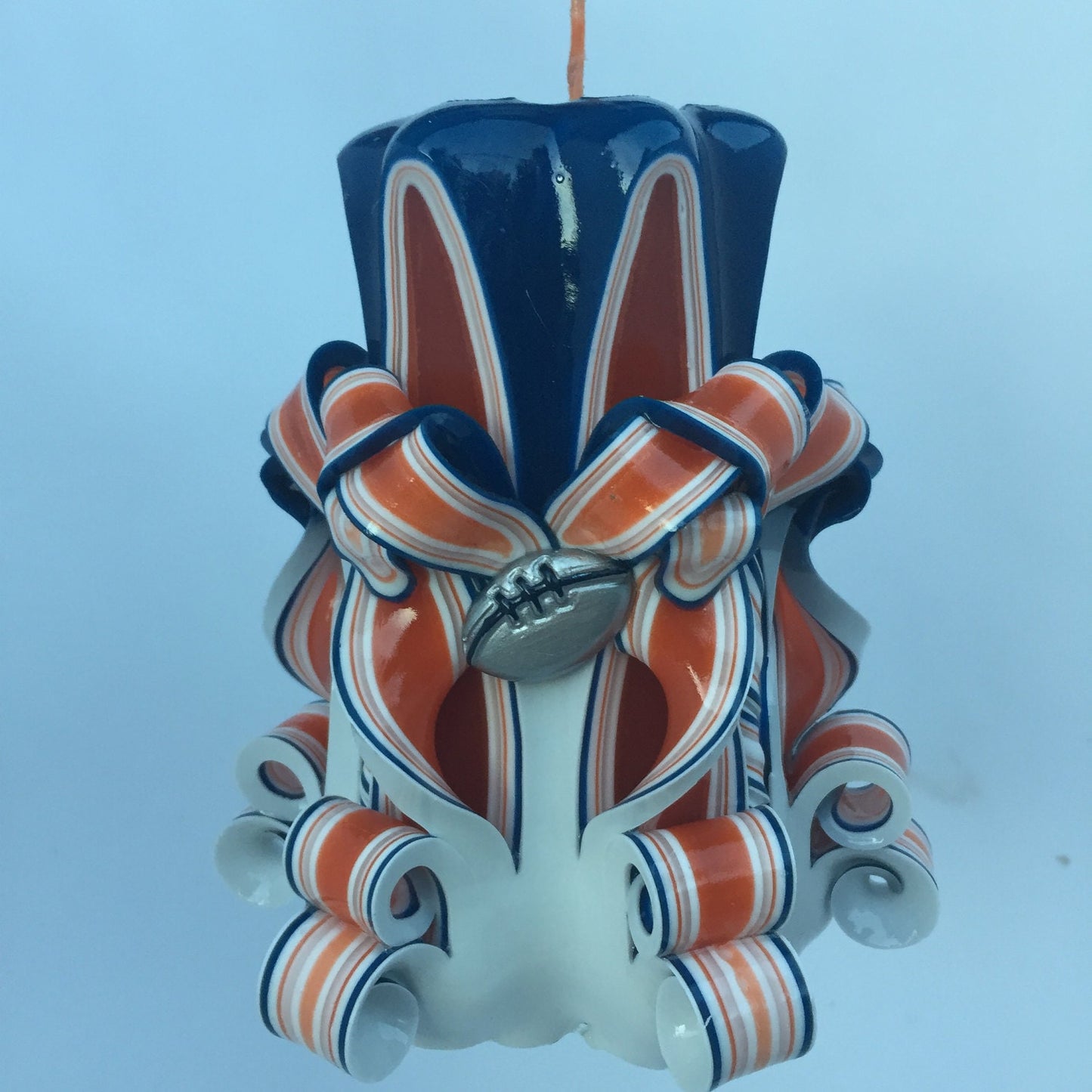Broncos Inspired Pillar Candle