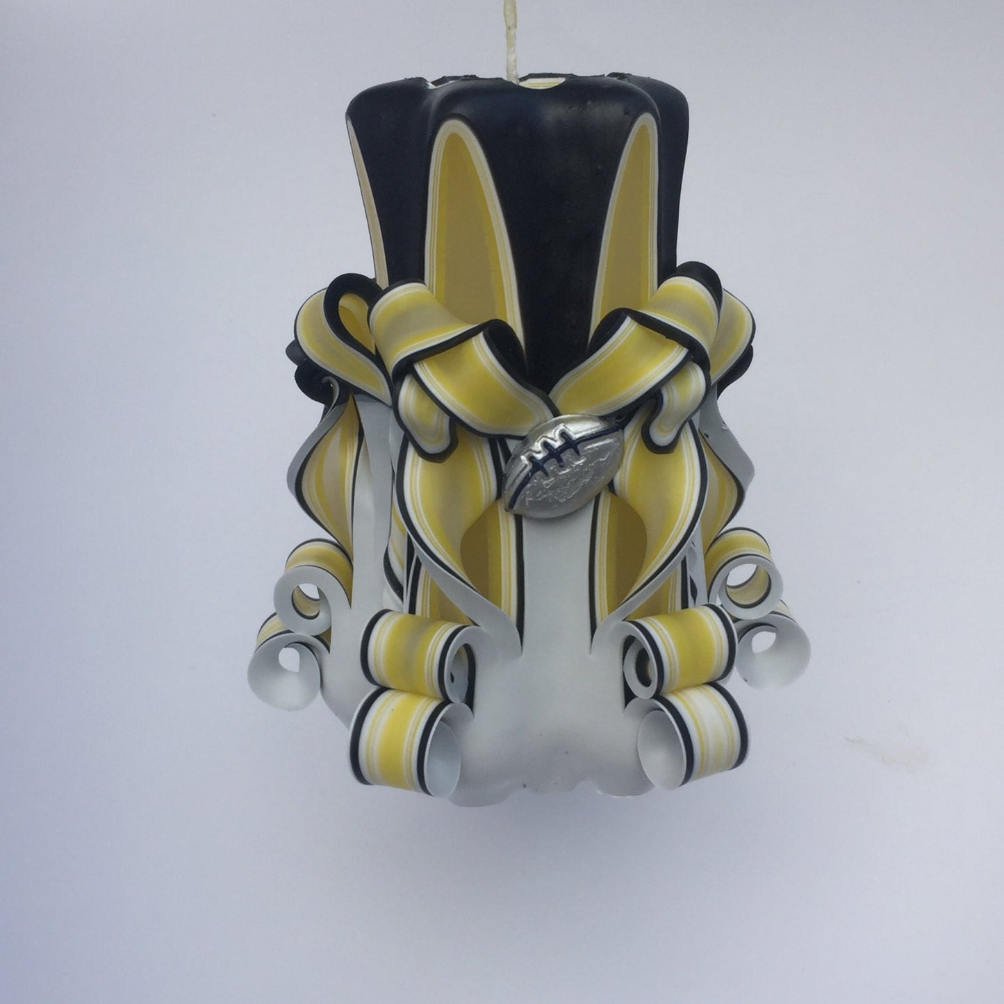 Steelers Inspired Carved Pillar Candle - 5 Inch