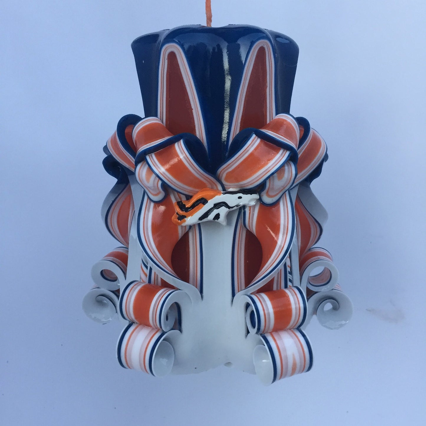 Broncos Inspired Pillar Candle