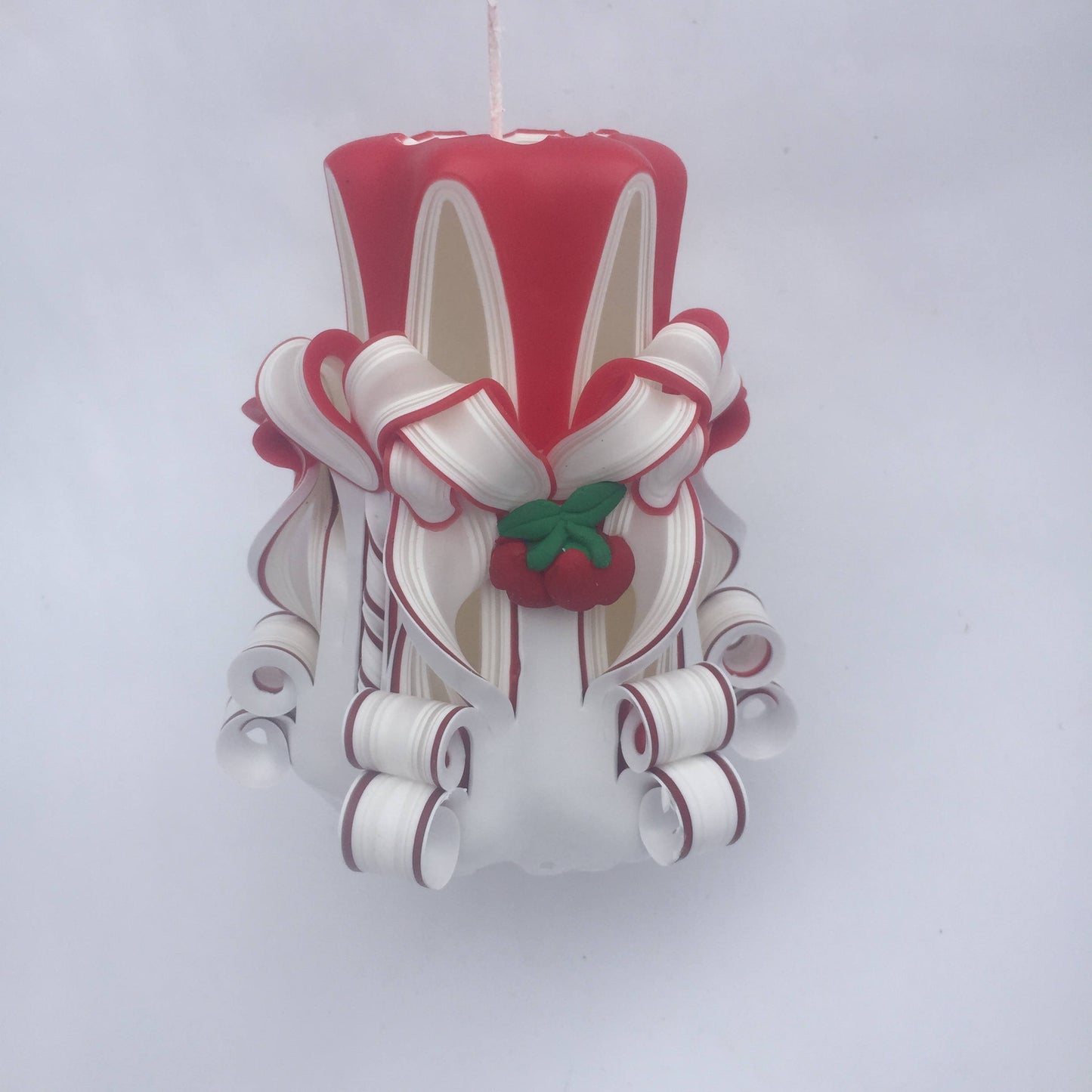 Handmade and Carved Apple Theme Pillar Candle - 5 Inch