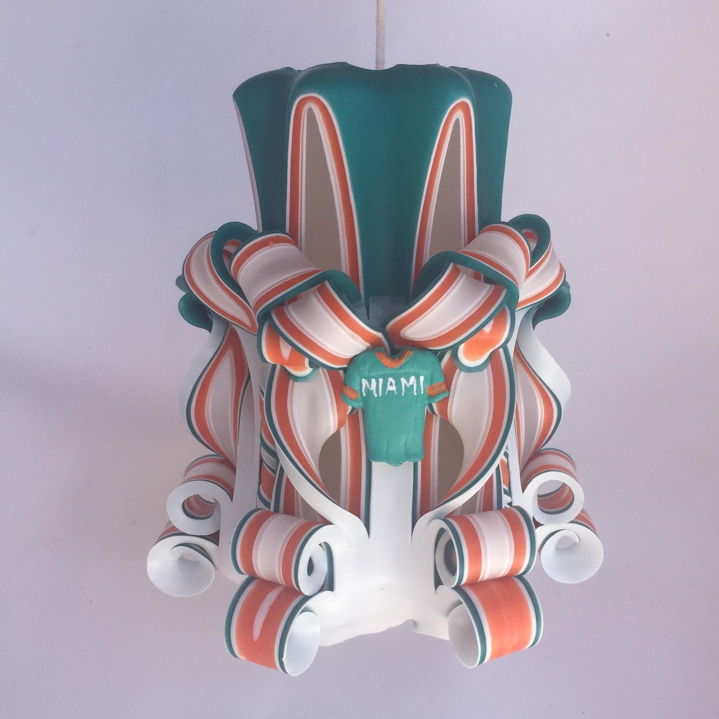 Miami Dolphins Inspired Carved Candle - 5 Inch