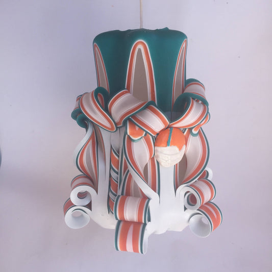 Miami Dolphins Inspired Carved Candle - 5 Inch