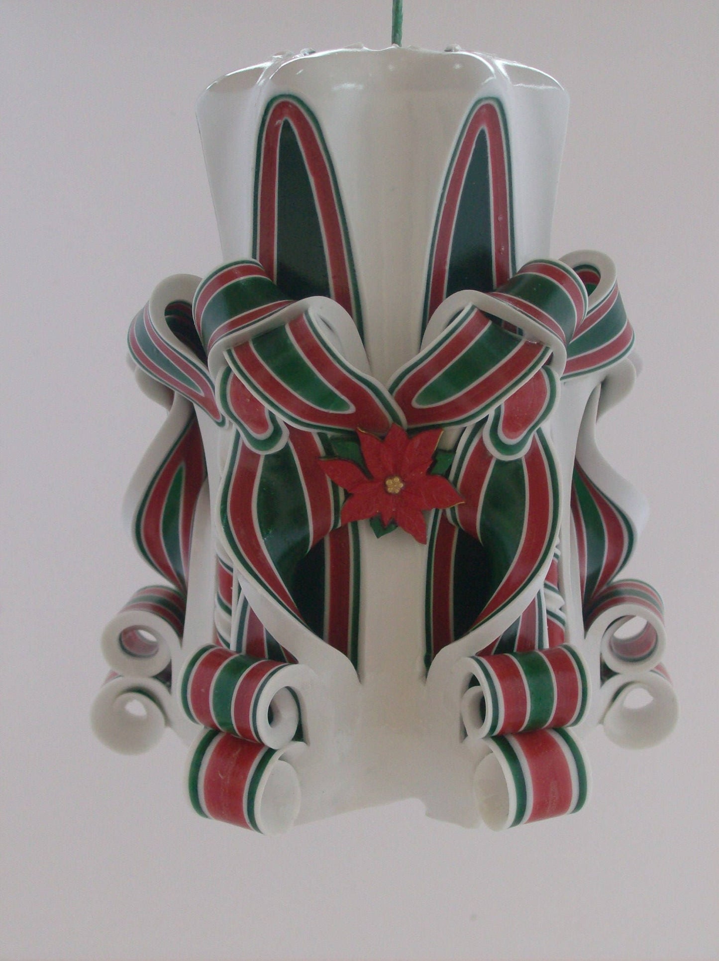 Carved Christmas Poinsettia Pillar Candle