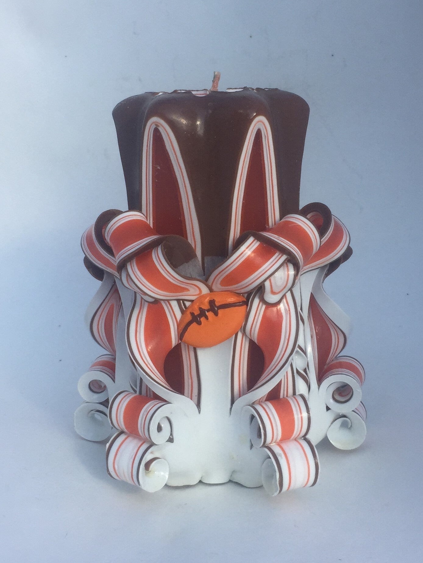 Cleveland Browns Inspired Carved Pillar Candle