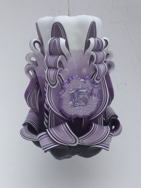 Hand-Carved Quinceanera Pillar Candle - 5 Inch