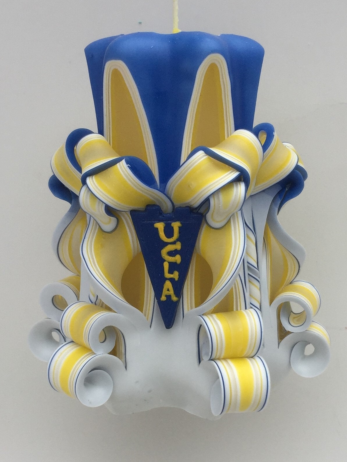 UCLA Inspired Carved Pillar Candle - 5 Inch