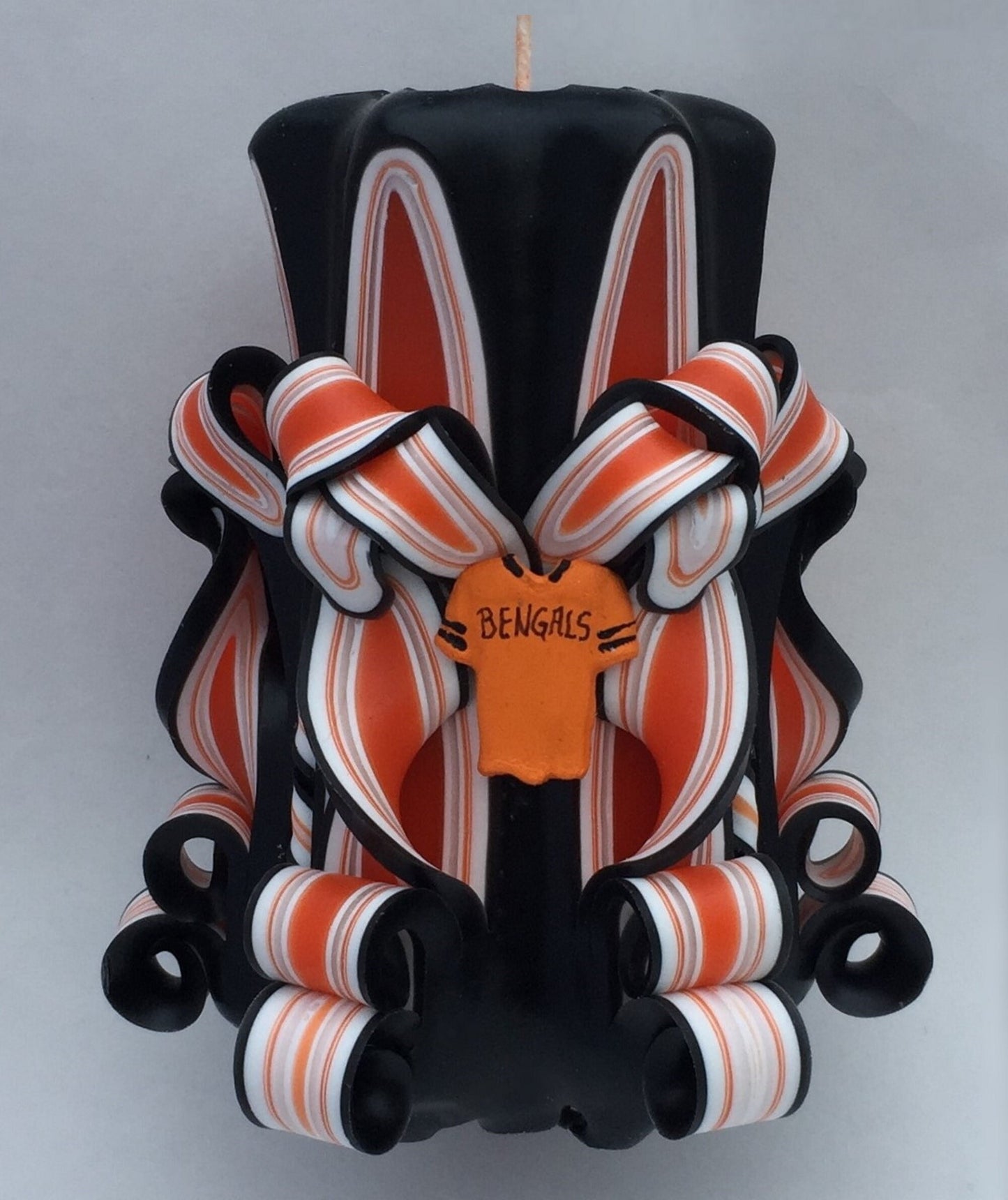 Cincinnati Bengals Inspired Carved Pillar Candle