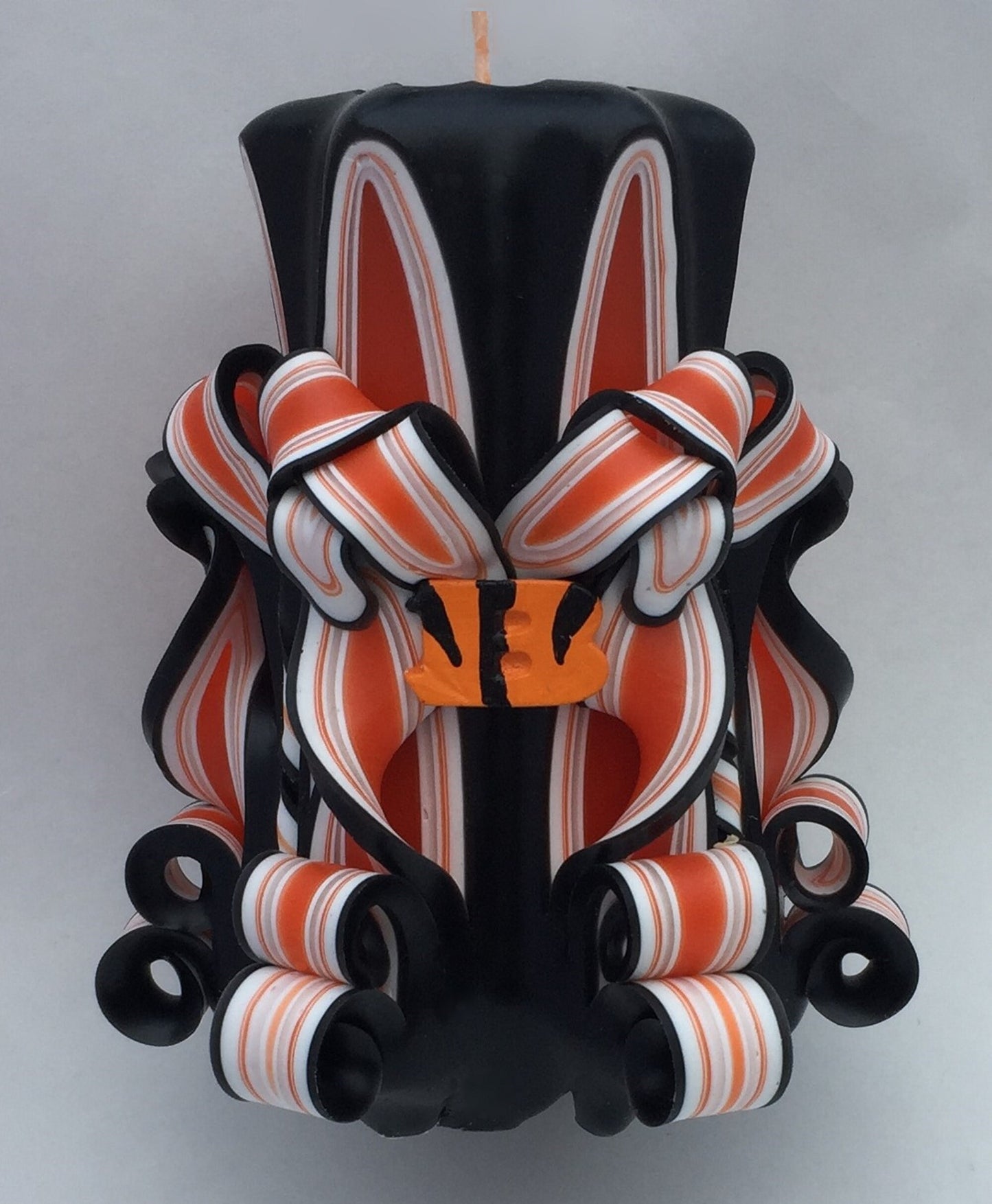 Cincinnati Bengals Inspired Carved Pillar Candle