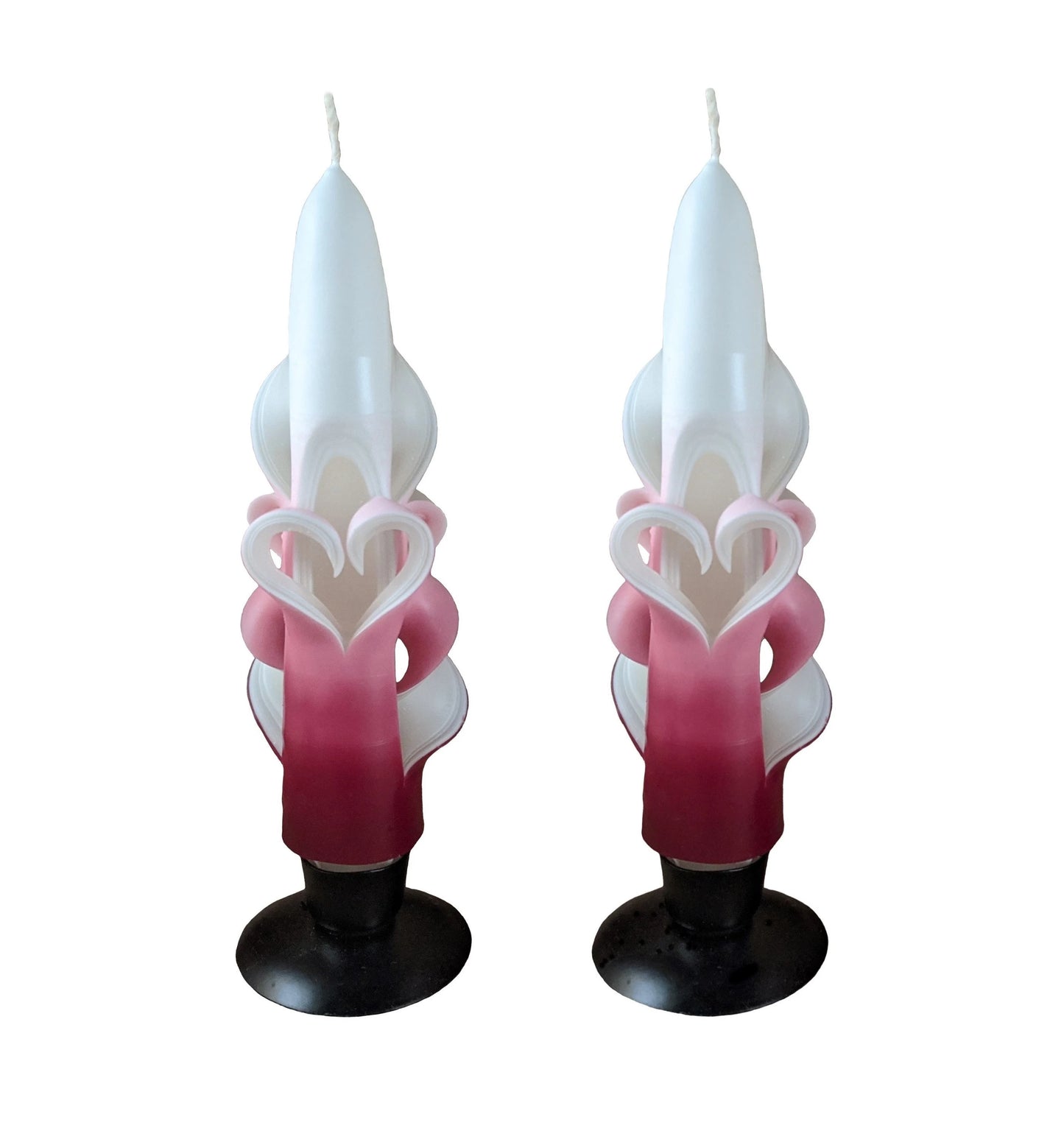 Valentine's Day Raspberry Carved Heart Taper Candles
