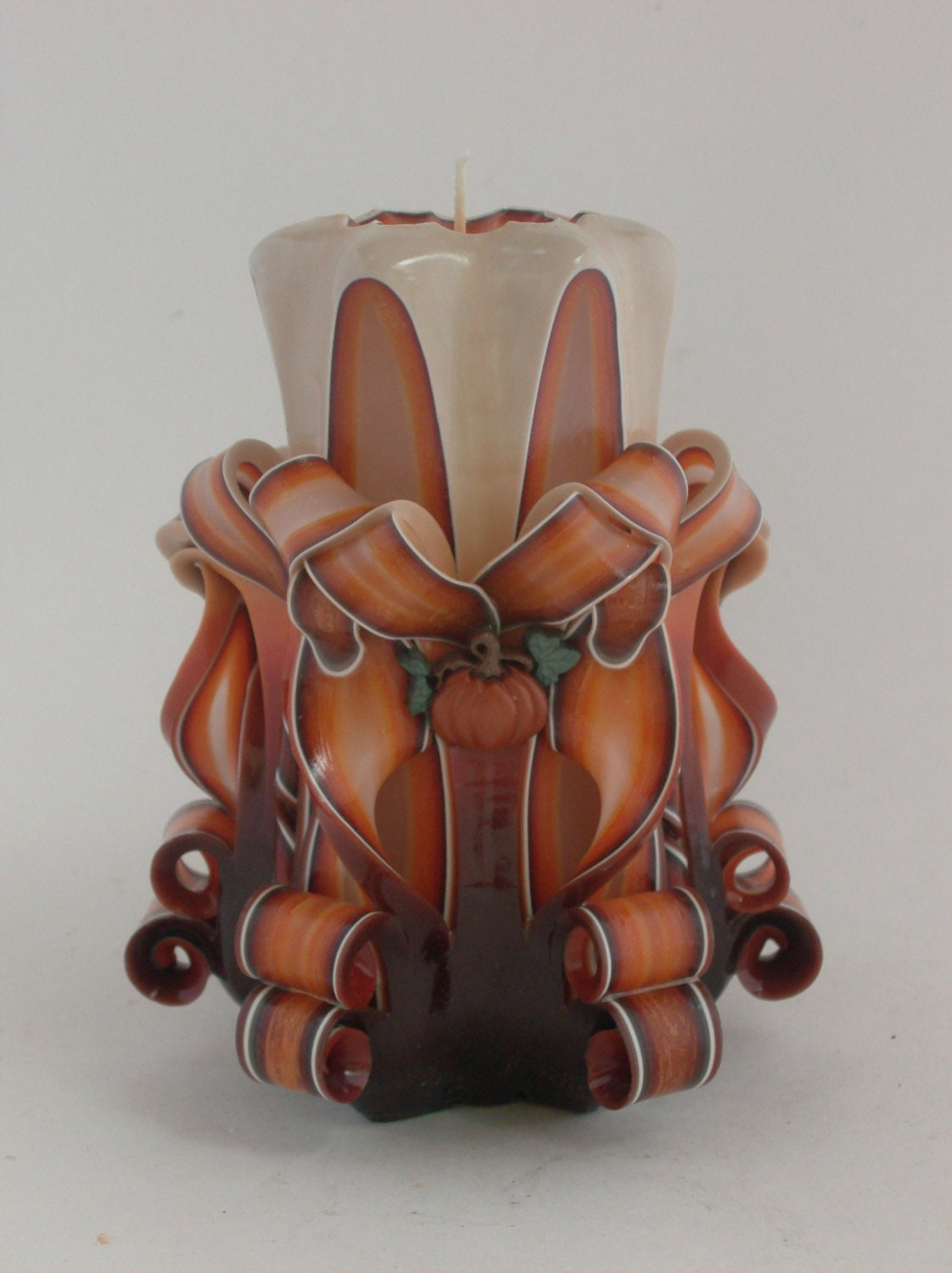 Hand-Carved Thanksgiving / Harvest Pillar Candle - 5 Inch