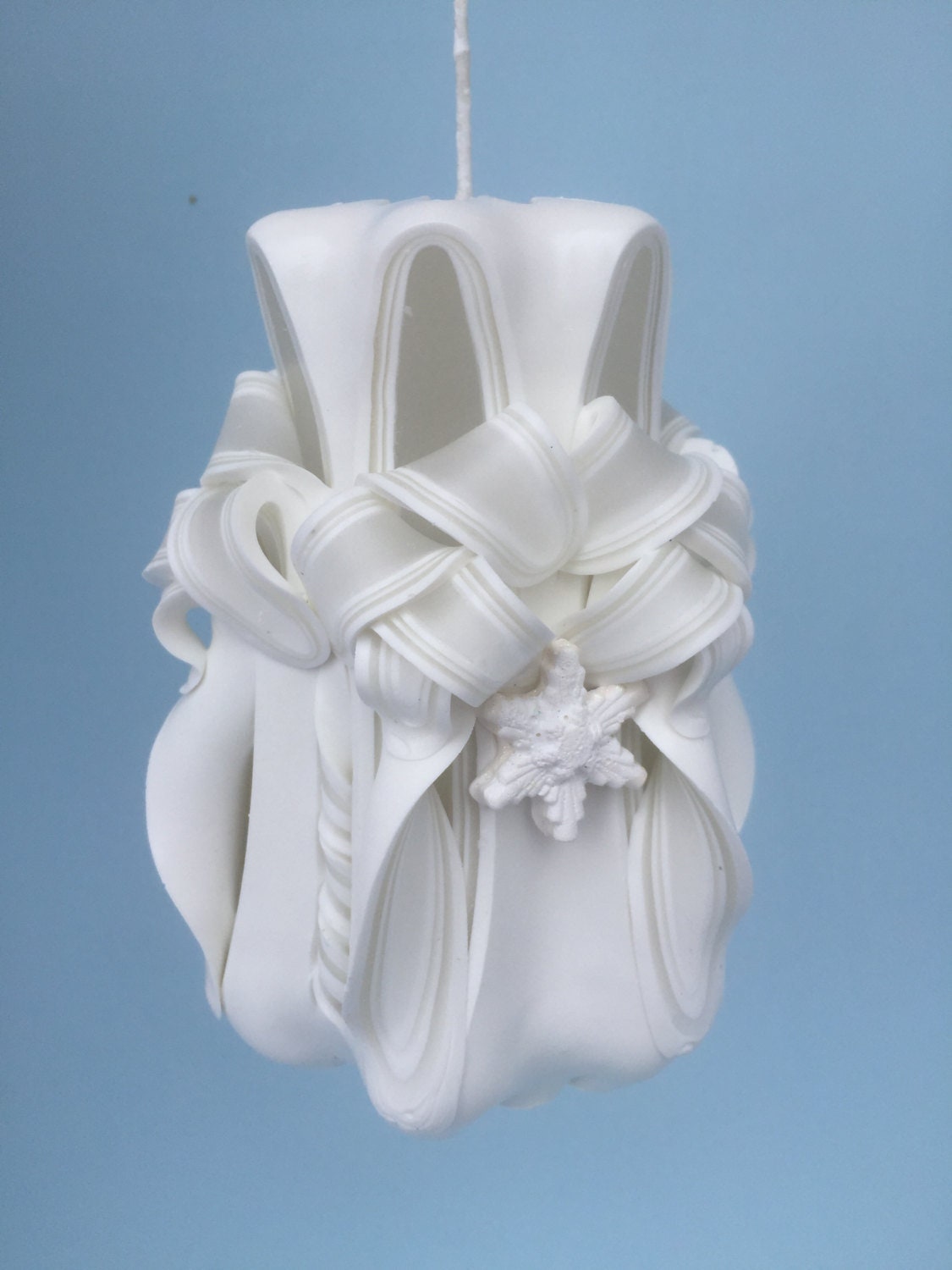 Hand-Carved Snowflake Pillar Candle