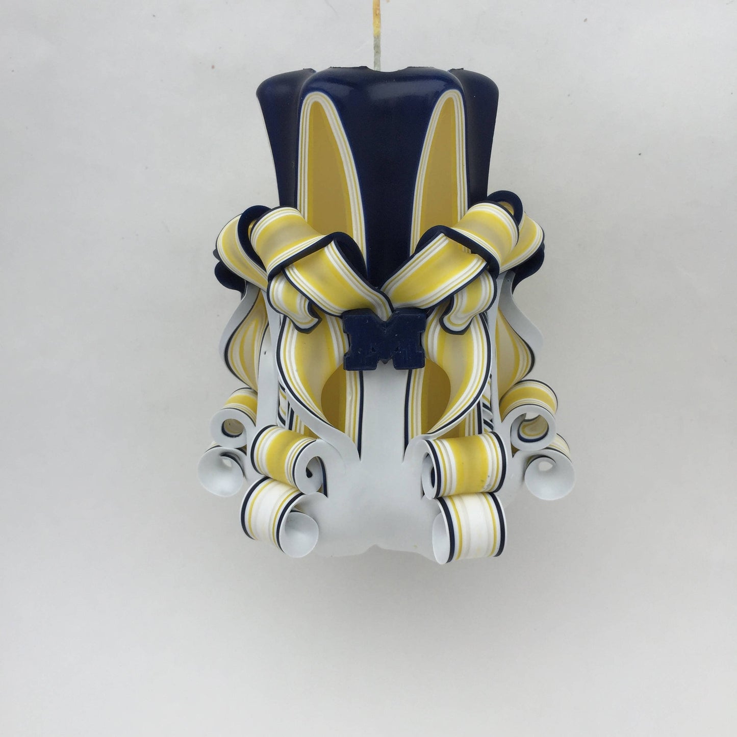 University of Michigan Inspired Carved Pillar Candle - 5 Inch