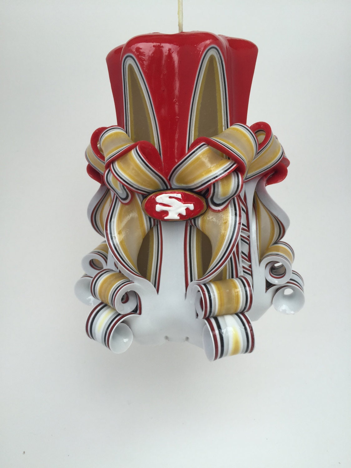 49ers Inspired Carved Pillar Candle