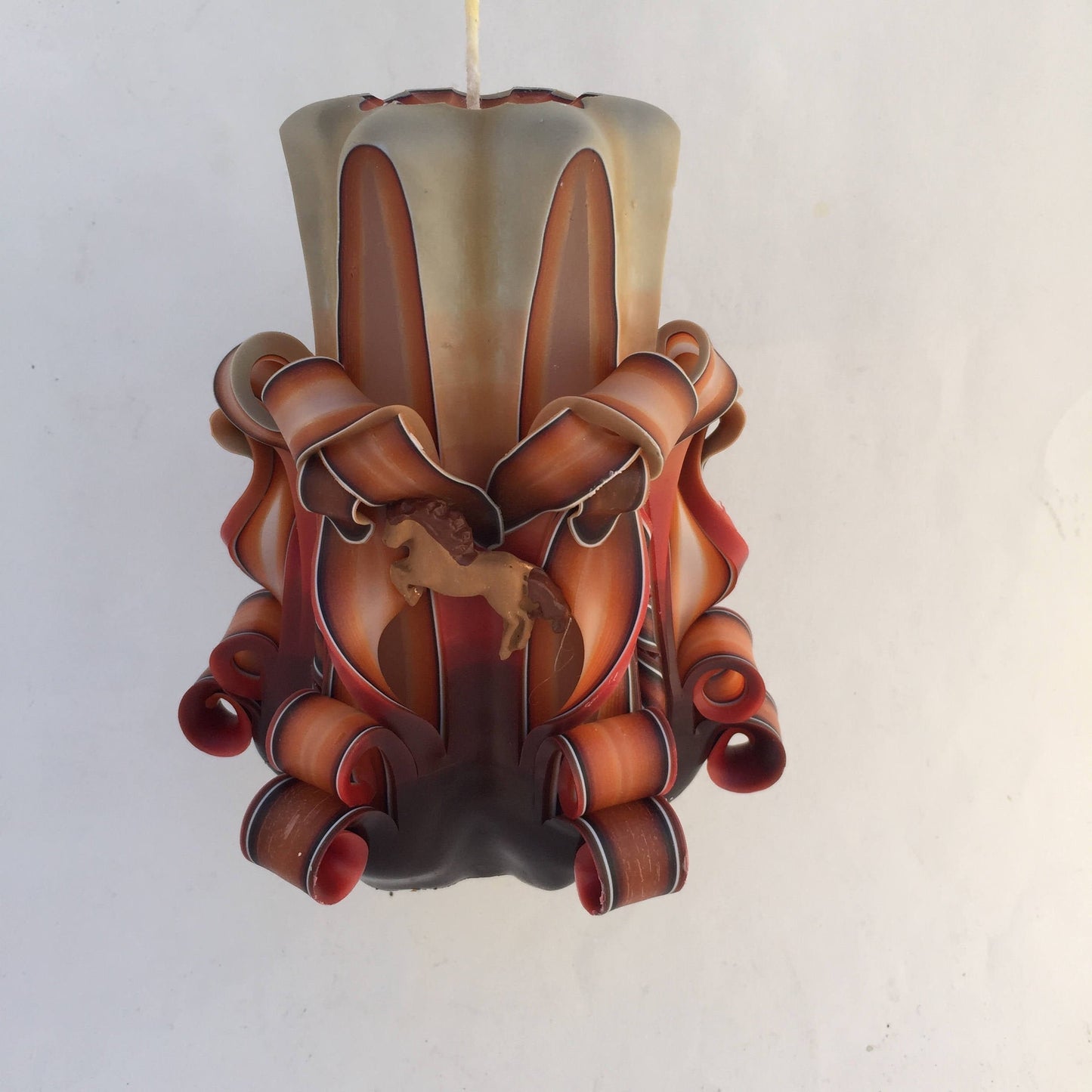 Handmade Western Theme Carved Pillar Candle - 5 Inch