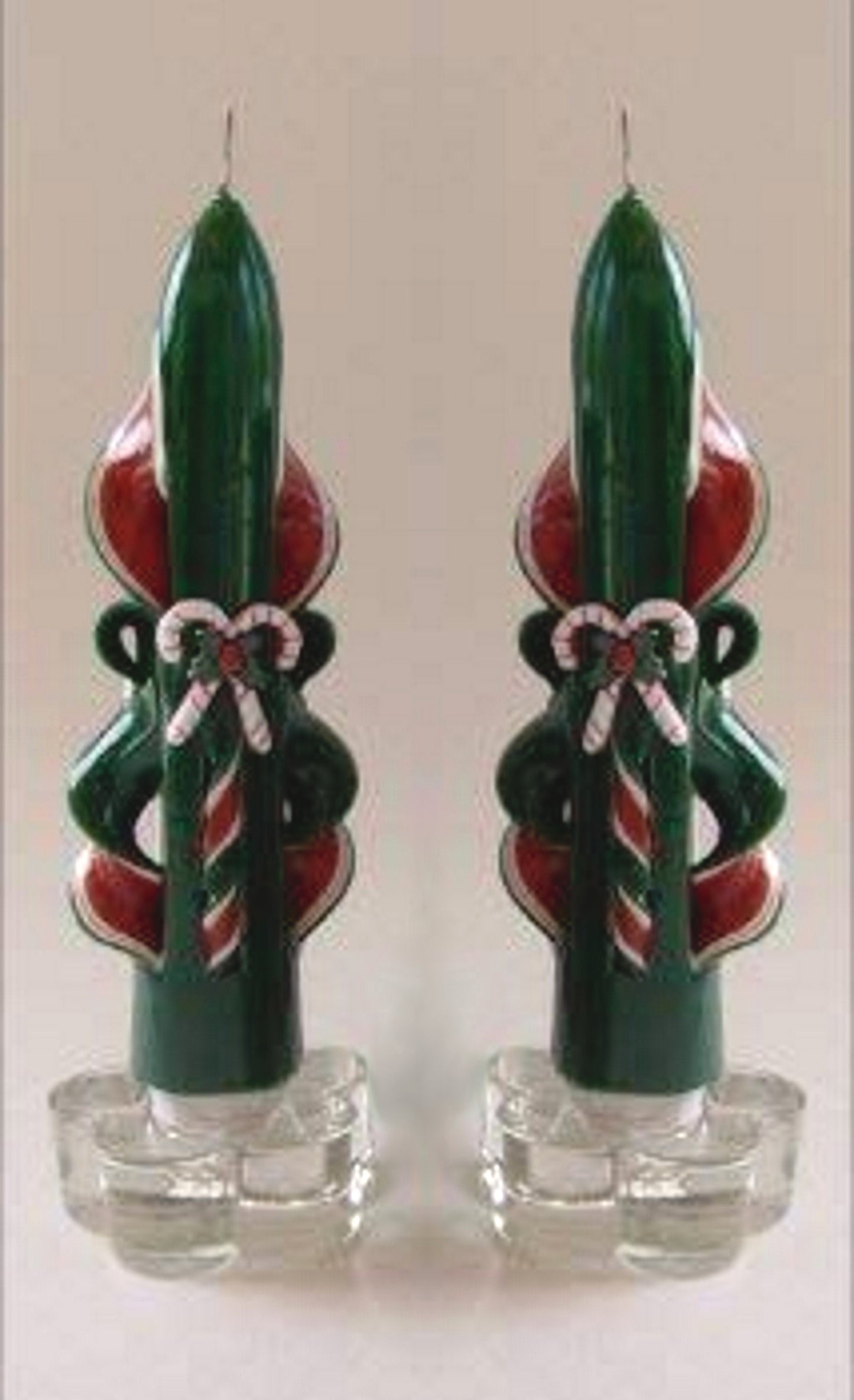 Handmade Christmas Candy Cane Taper Candles - 6 Inch