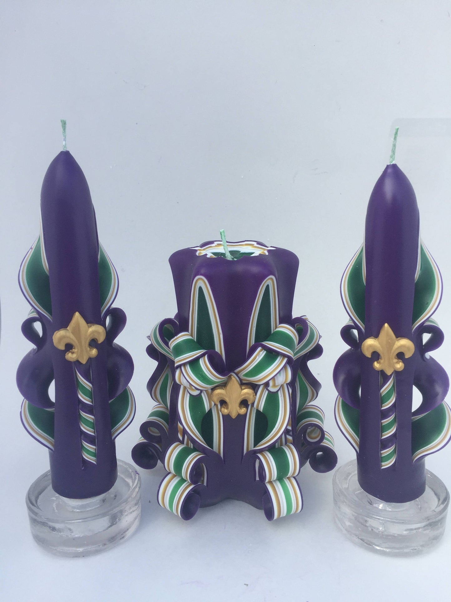 Mardi Gras Carved Candle Centerpiece Set