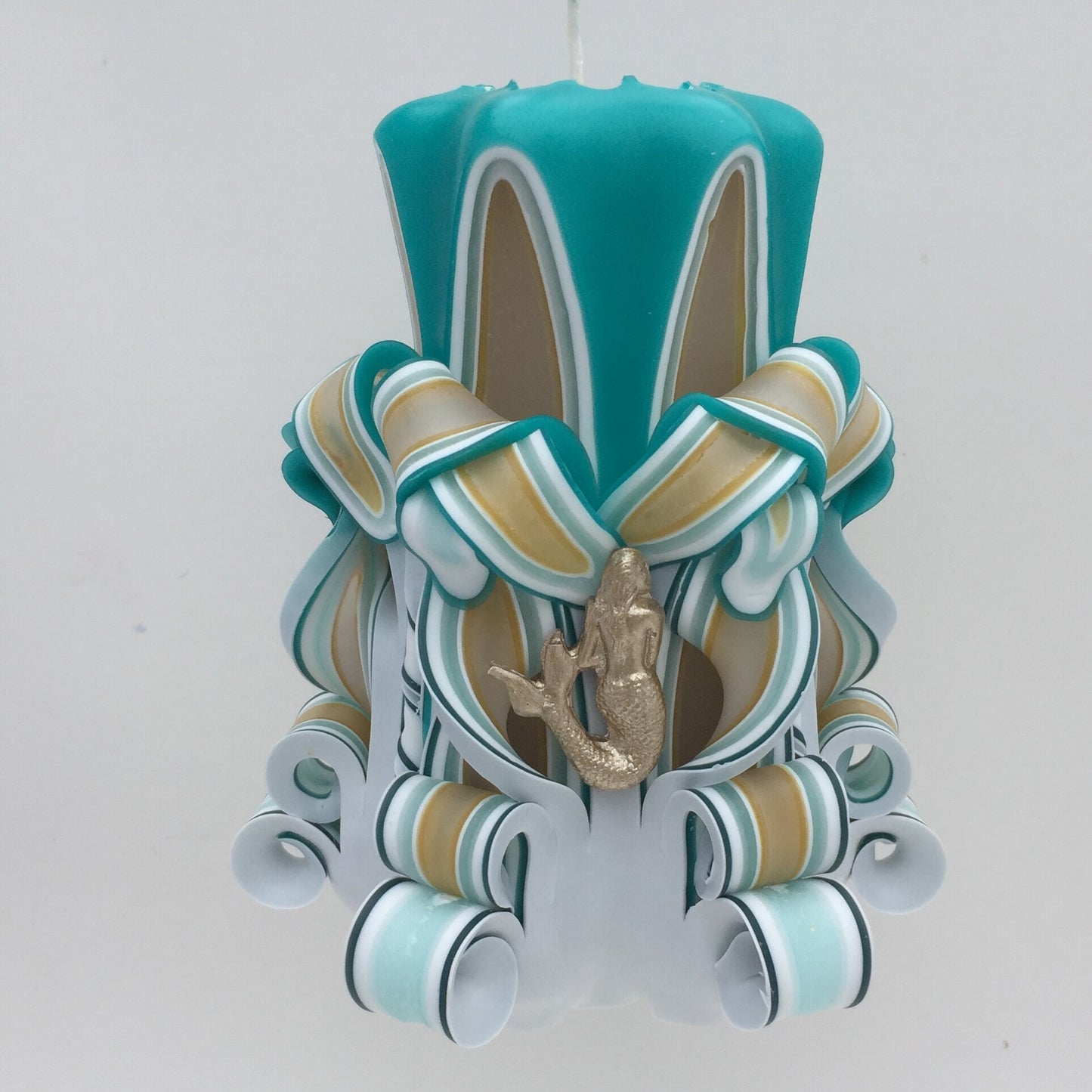 Handmade Carved Ocean Themed Carved Pillar Candle - 5 Inch