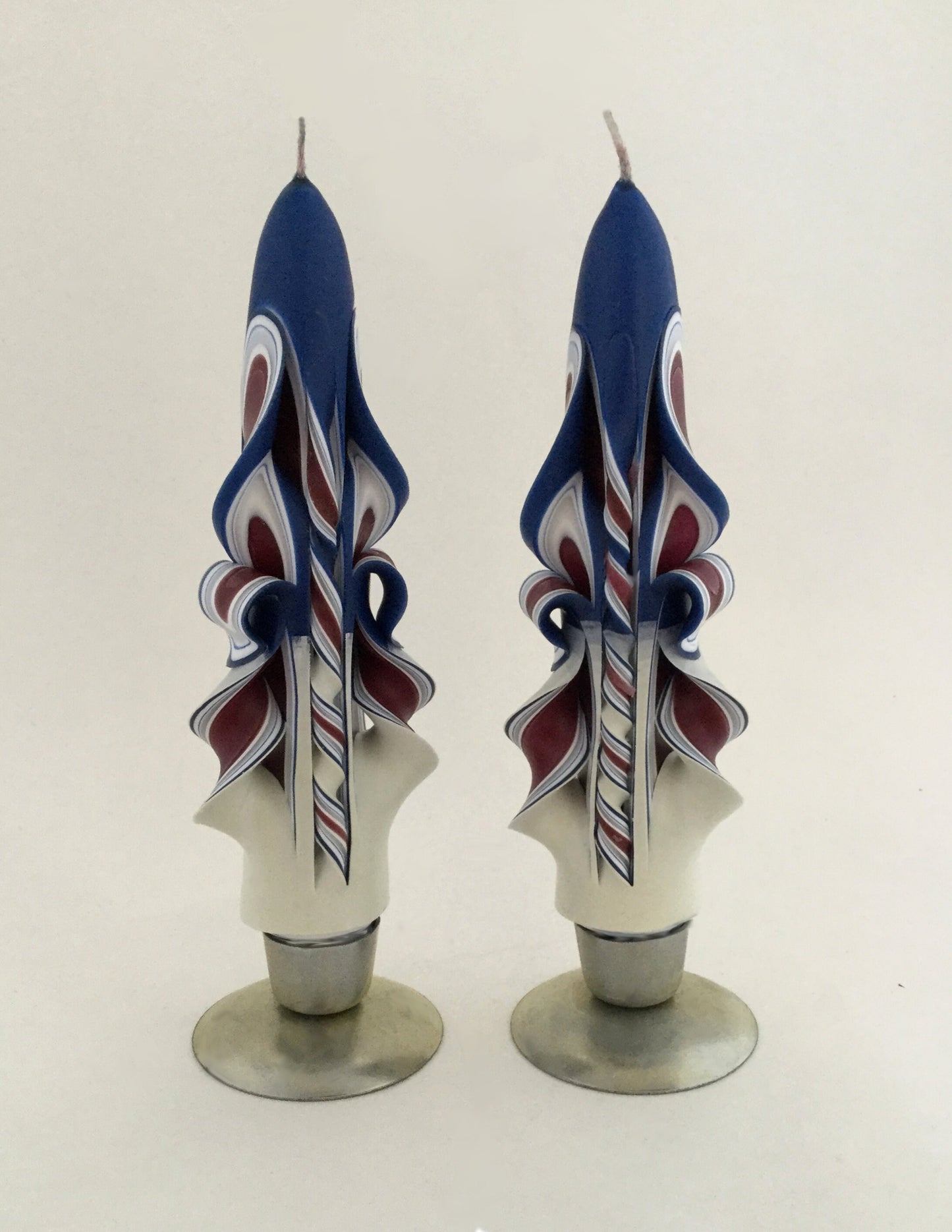 Carved Americana Candle Set with Flag Accents