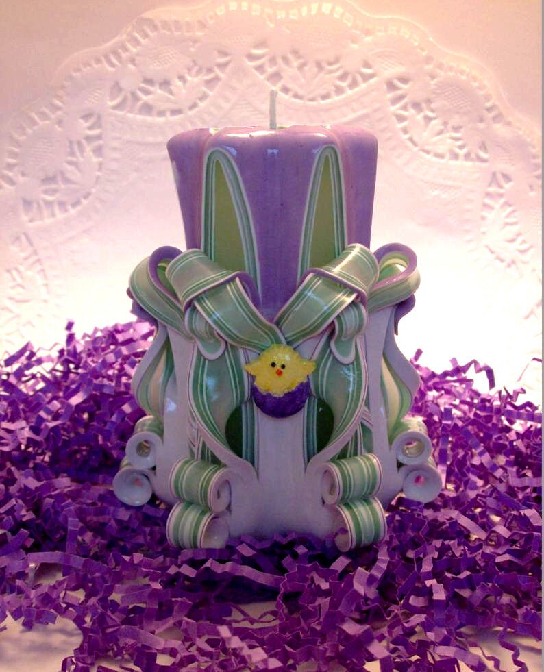 Easter Chick Carved Pillar Candle