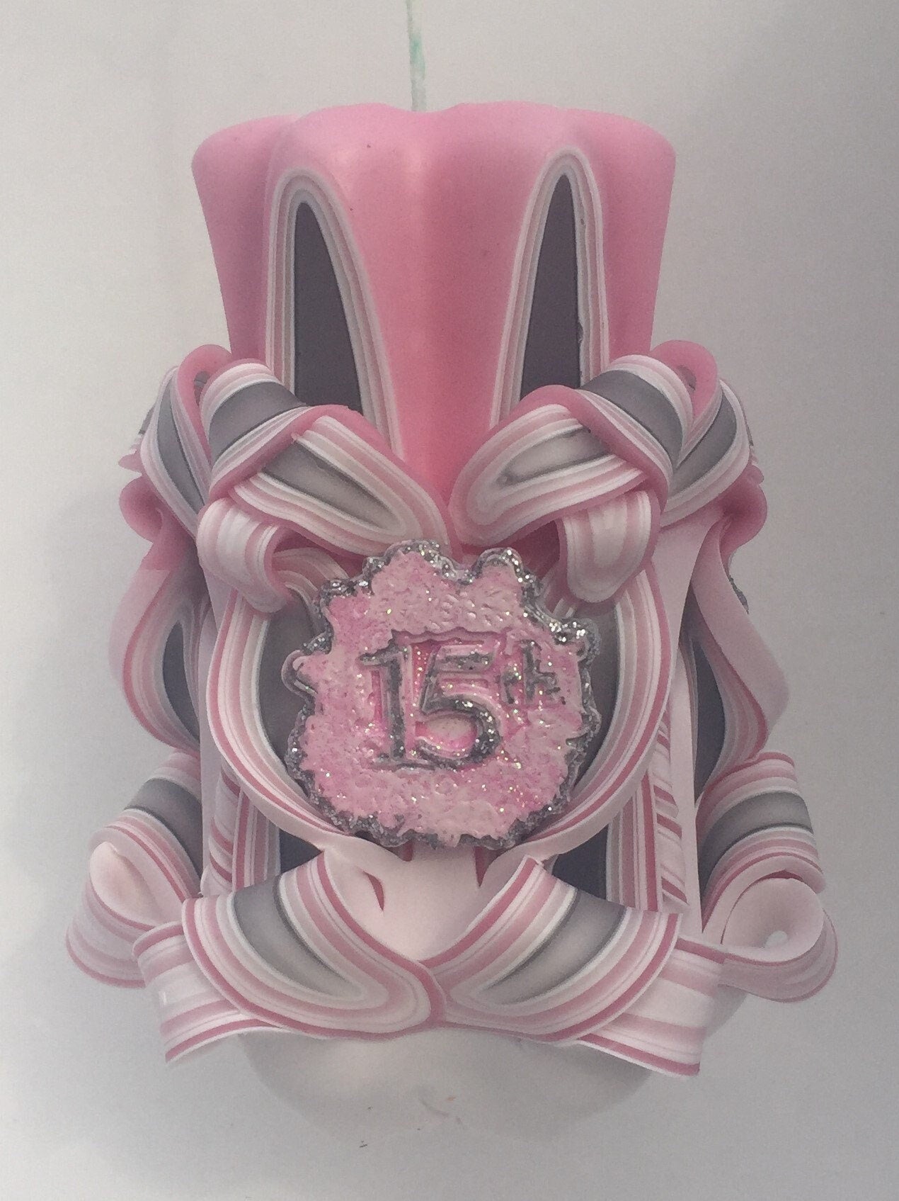 Hand-Carved Quinceanera Pillar Candle - 5 Inch