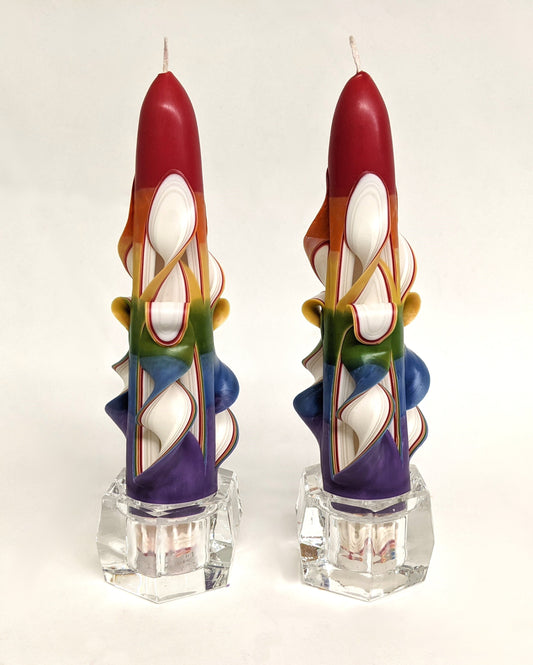 Handmade Carved Rainbow Candles