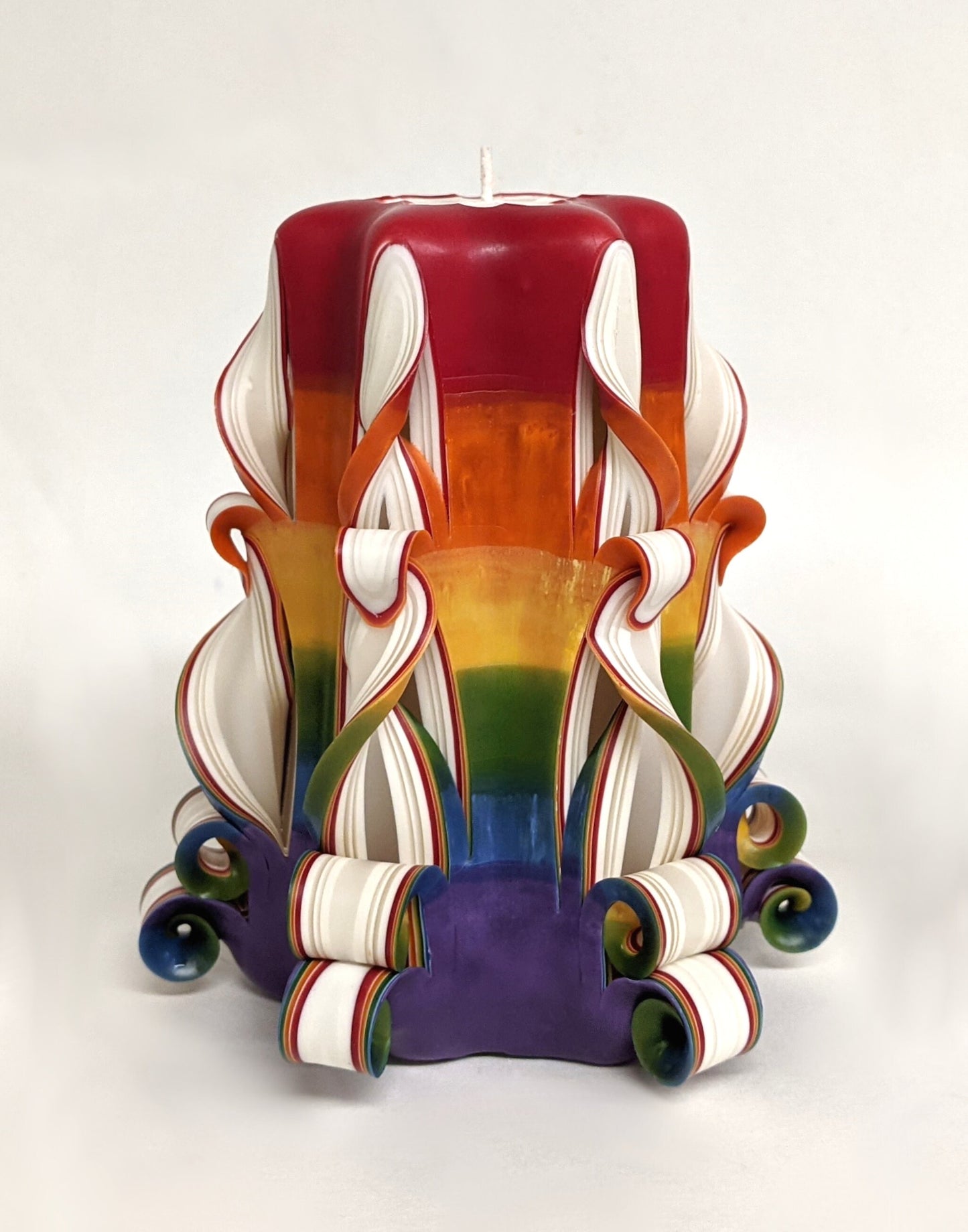 Handmade Carved Rainbow Candles