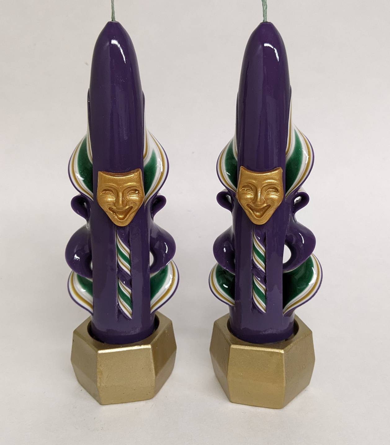 Carved Mardi Gras Mask Taper Candles
