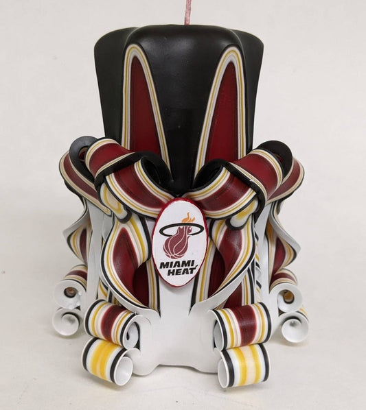 Miami Heat Inspired Carved Candle - 5 Inch