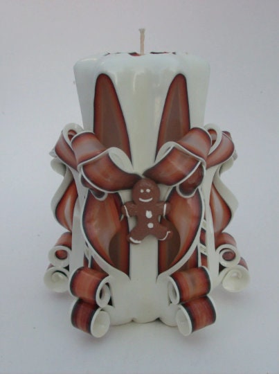 Carved Gingerbread Man Candle Set