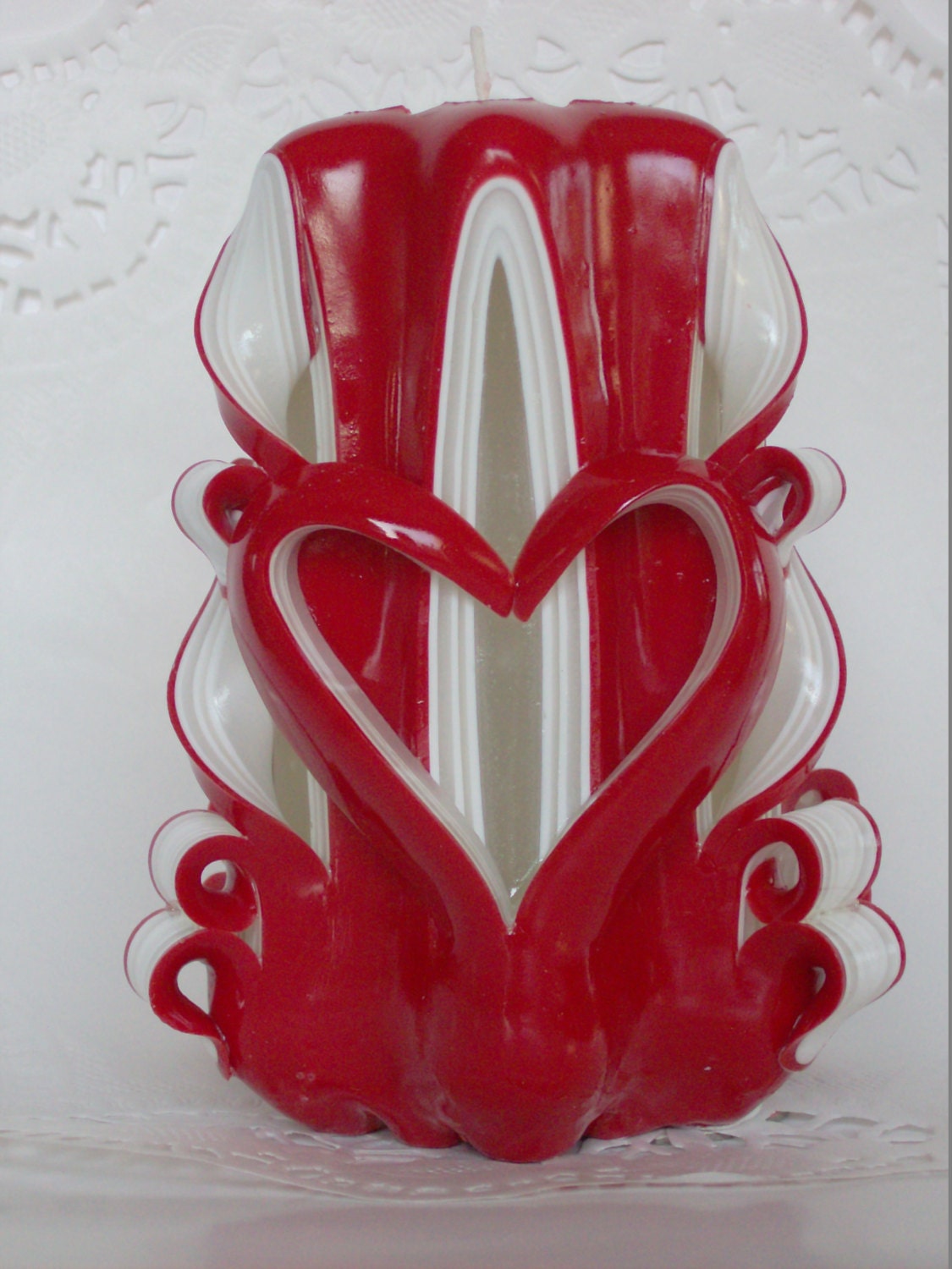 Hand-Carved Valentine Heart Pillar Candle