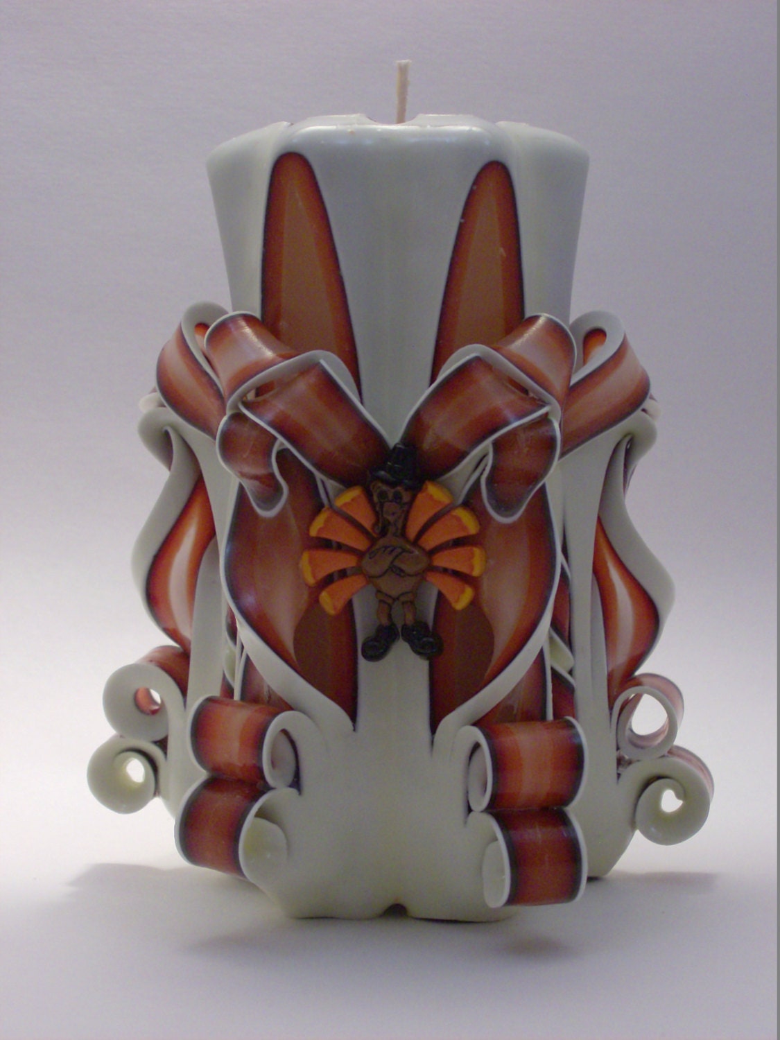 Hand-Carved Thanksgiving / Harvest Pillar Candle - 5 Inch