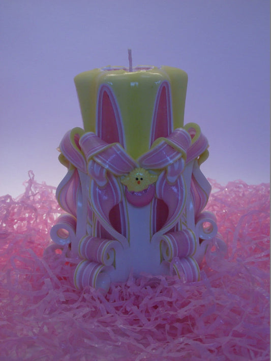 Easter Chick Carved Pillar Candle