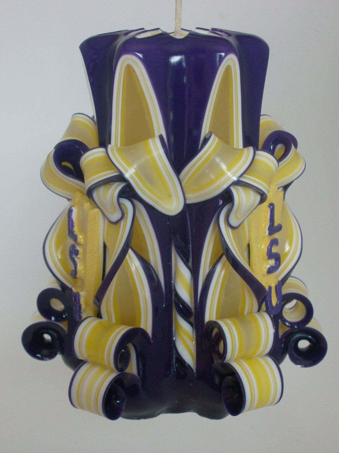 Louisiana State University Inspired Carved Pillar Candle - 5 Inch