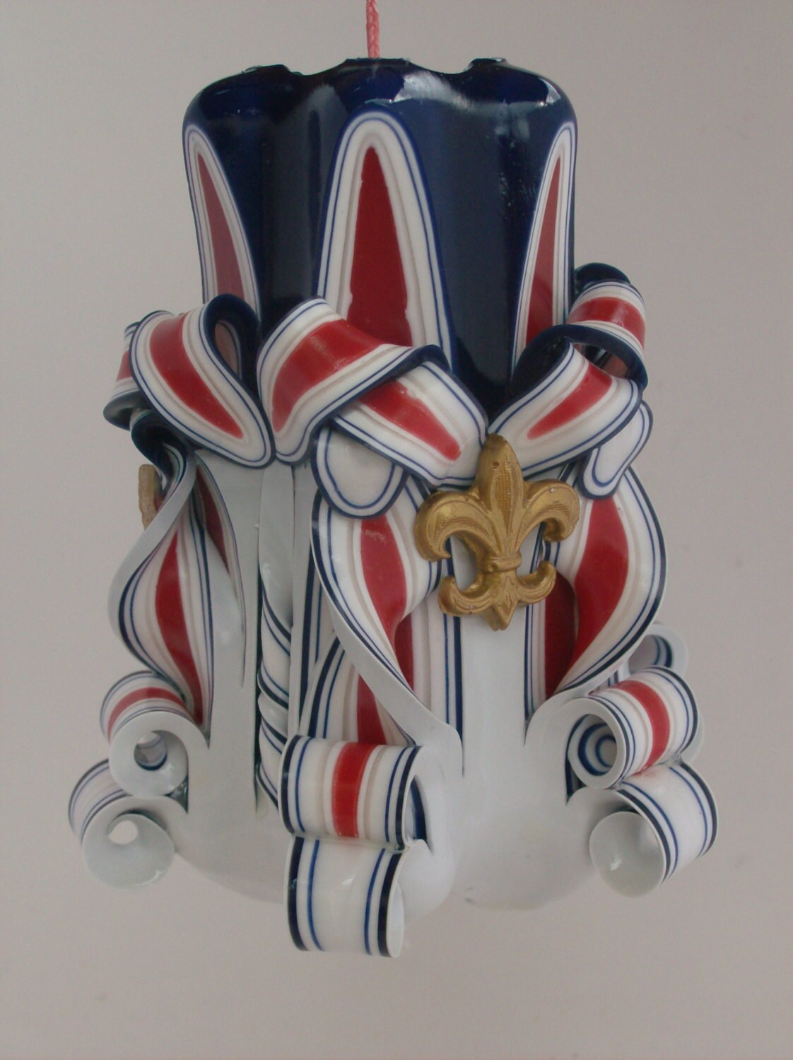 Fleur-de-Lis Carved Candle Set