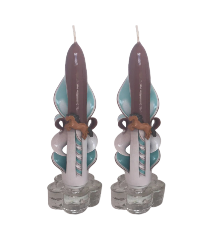 Handmade and Carved Western Theme Candle Set