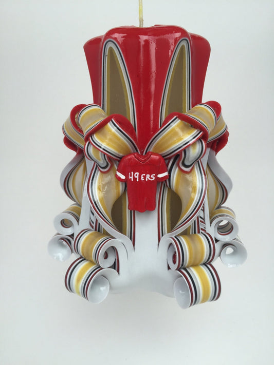 49ers Inspired Carved Pillar Candle