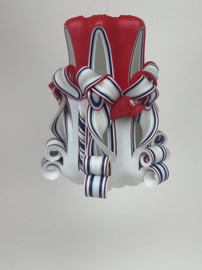 Cardinals Inspired Baseball Pillar Candle