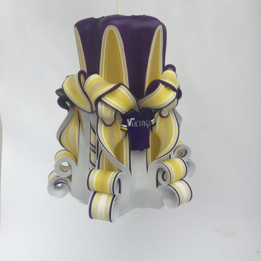 Vikings Inspired Carved Pillar Candle - 5 Inch