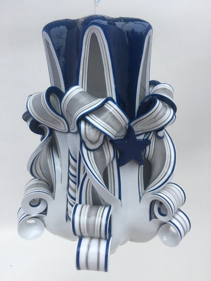 Cowboys Inspired Carved Pillar Candle