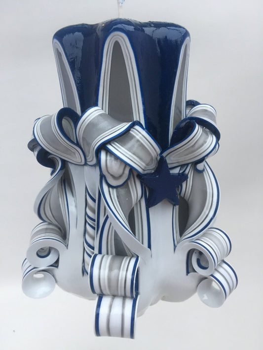 Cowboys Inspired Carved Pillar Candle