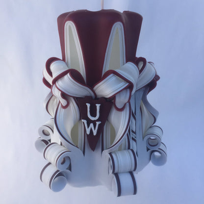University of Wisconsin Inspired Carved Pillar Candle - 5 Inch