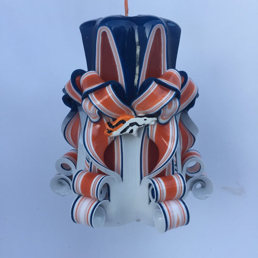 Broncos Inspired Pillar Candle