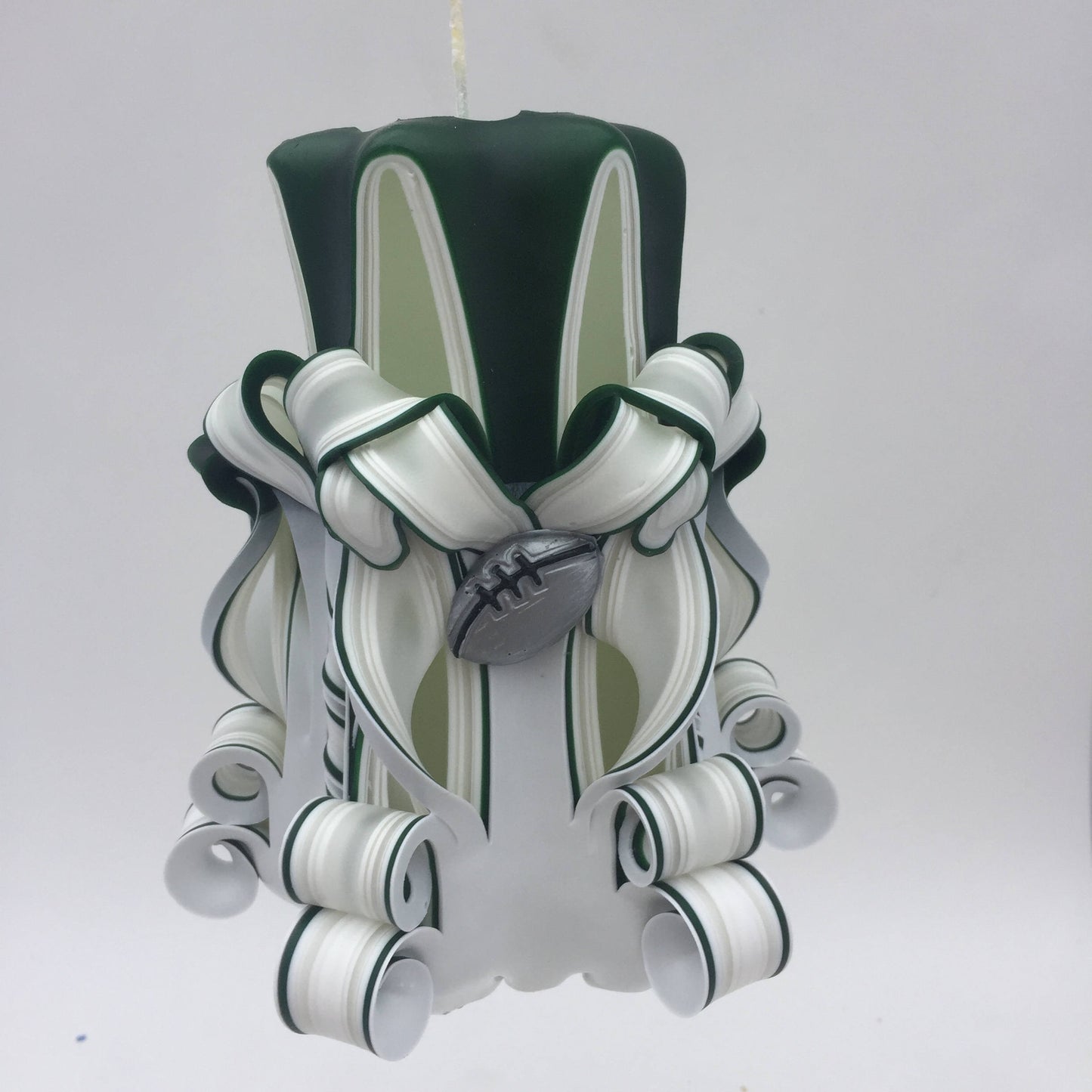 New York Jets Inspired Carved Pillar Candle  - 5 Inch