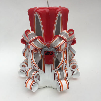 Hand-Carved Tampa Bay Buccaneers Inspired Pillar Candle - 5 Inch