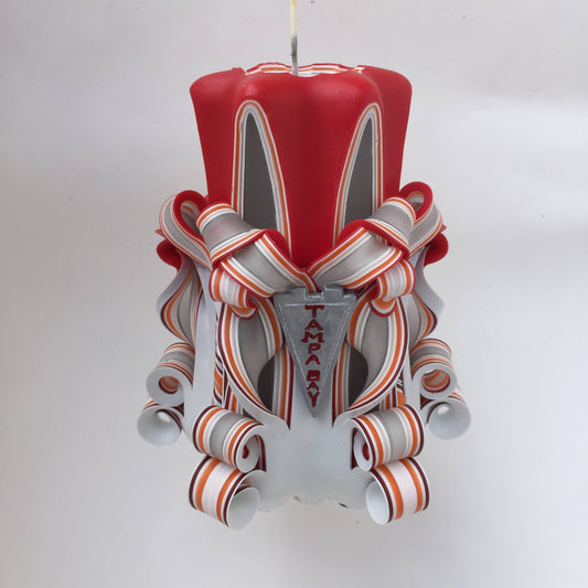 Hand-Carved Tampa Bay Buccaneers Inspired Pillar Candle - 5 Inch